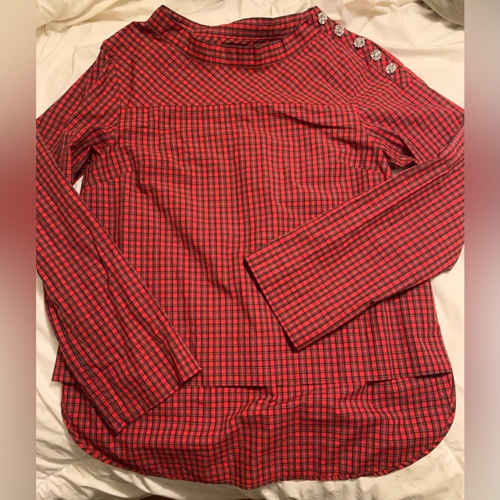 J. Crew Holiday Plaid top